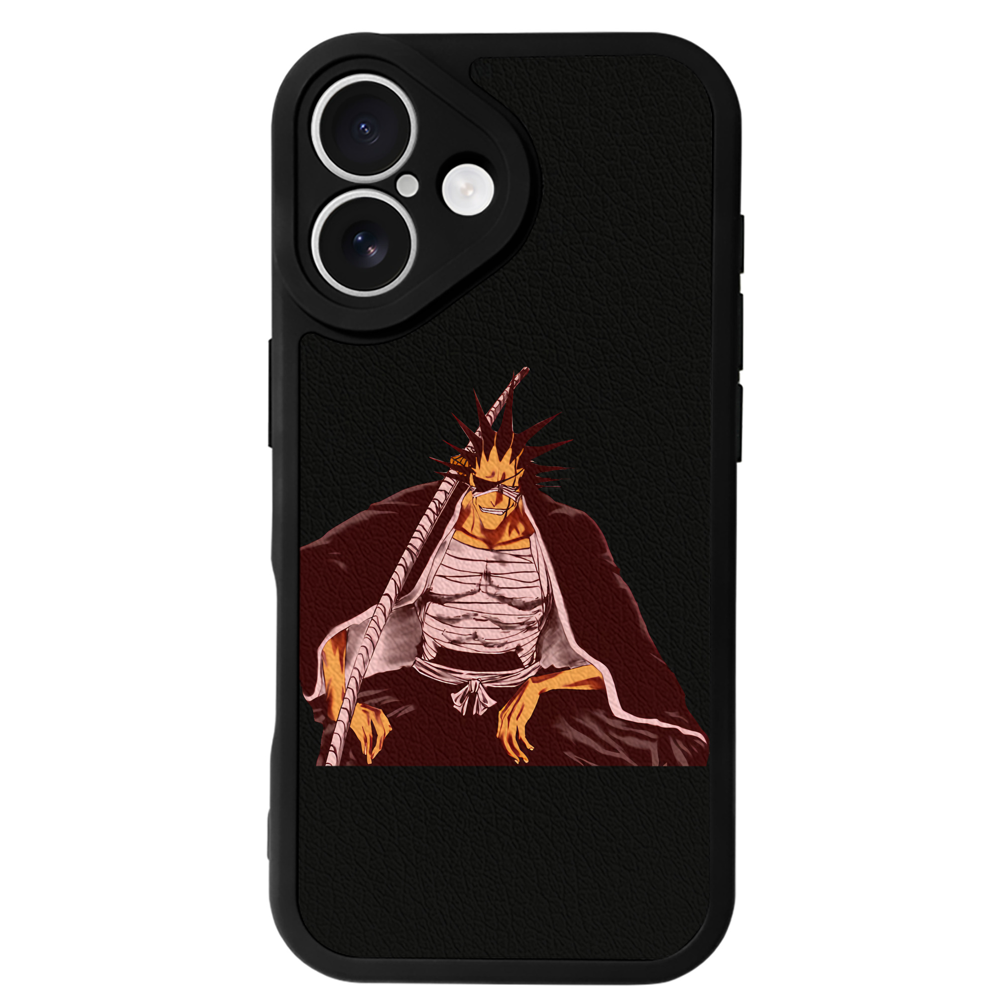 （画像用） ブリーチ ざらき けんぱち BLEACH Zaraki Kenpachi 【iPhone 16シリーズ対応】シリコンスマホケース（レザー調） 材質：シリコン